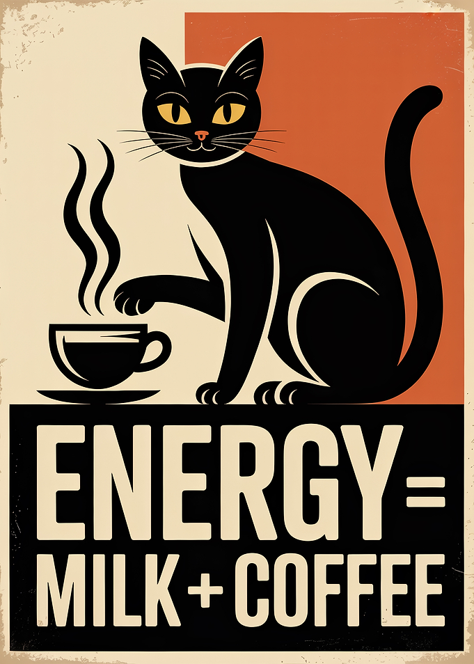 Vintage Style Black Cat Coffee Poster
