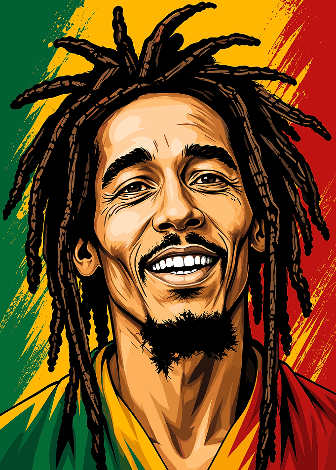 Bob Marley Rasta Colors Portrait
