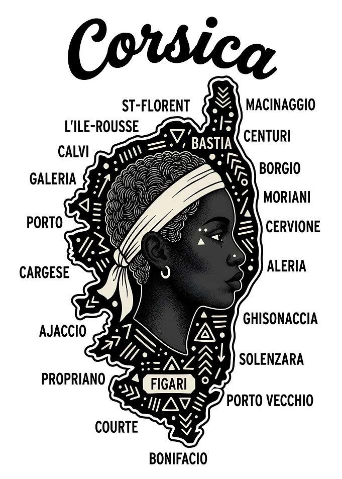 Corsica Map Portrait Illustration France