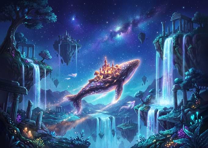 Whale Carrying a Magical Kingdom