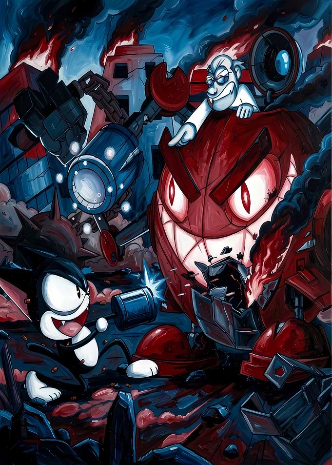Cyborg Kuro the Cat vs Evil Robot
