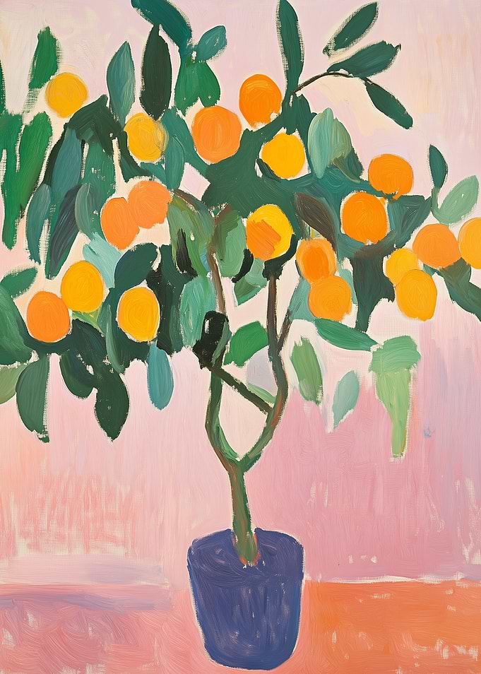 Potted Orange Tree Painting