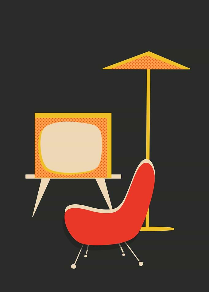 Mid-Century Modern Living Room Illustration