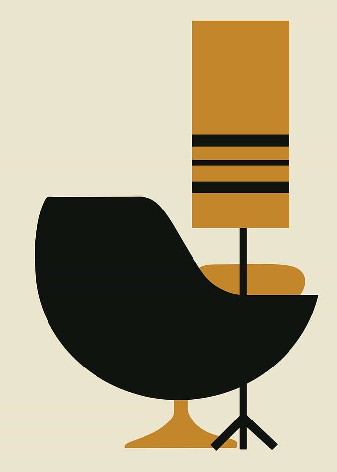 Mid-Century Modern Chair and Lamp