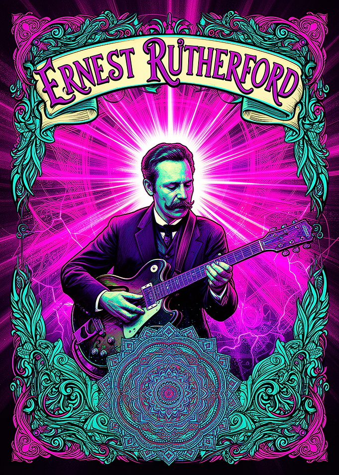 Ernest Rutherford Psychedelic Guitar Poster