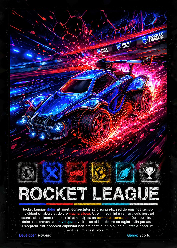 Rocket League Octane Action Poster