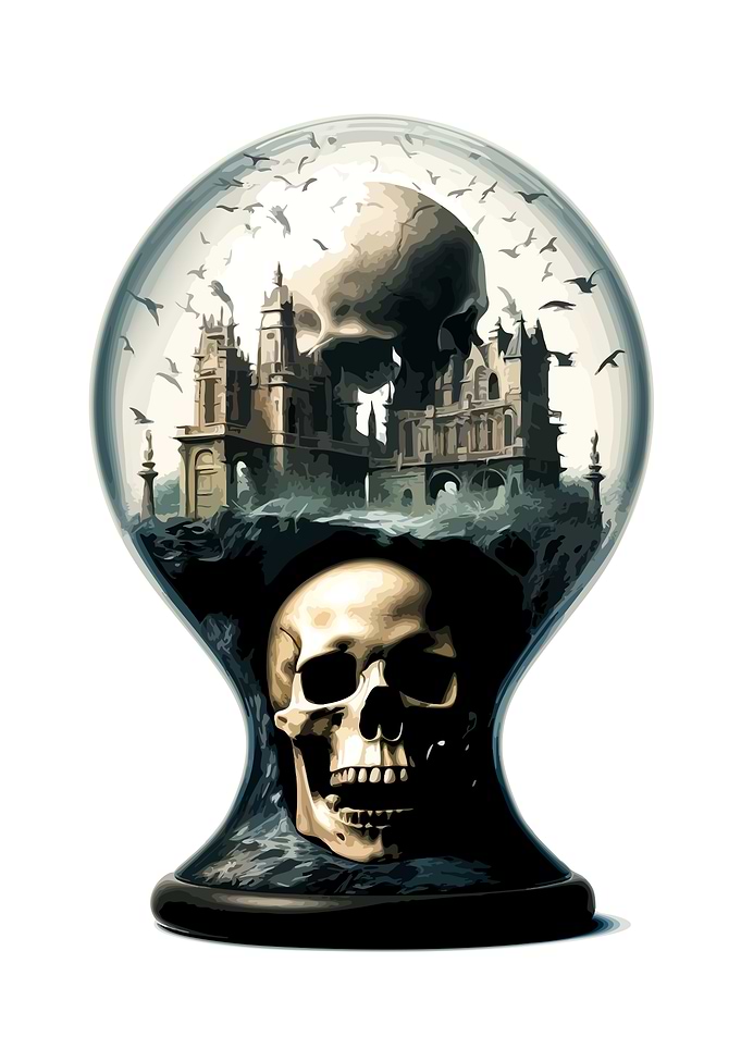Gothic Skull and Castle Snow Globe