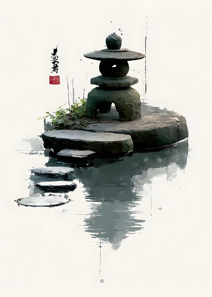 Japanese Stone Lantern Zen Garden
