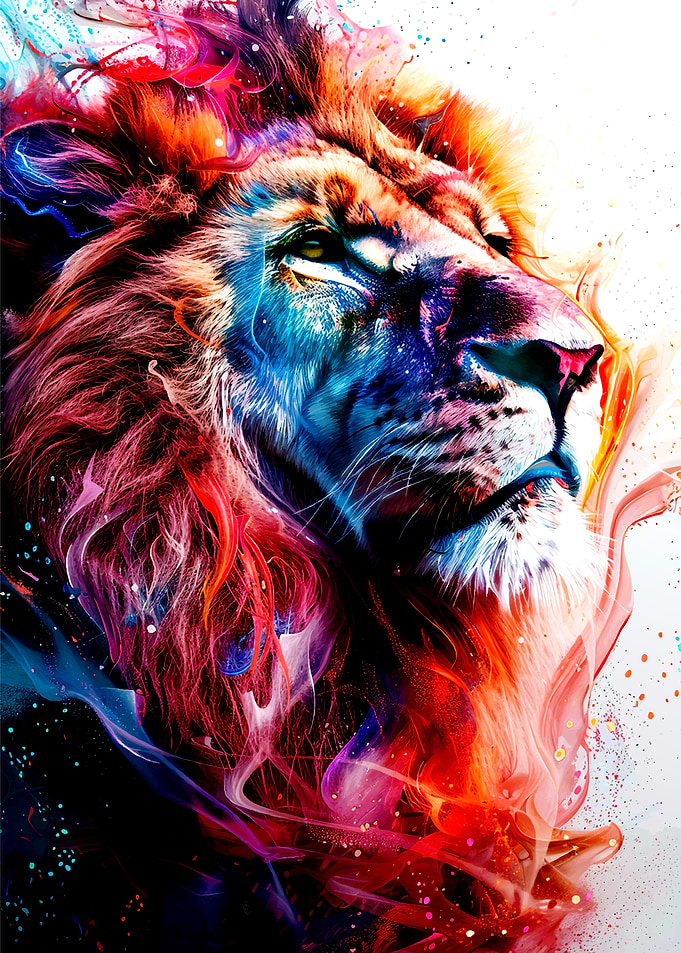 Vibrant Abstract Lion Portrait