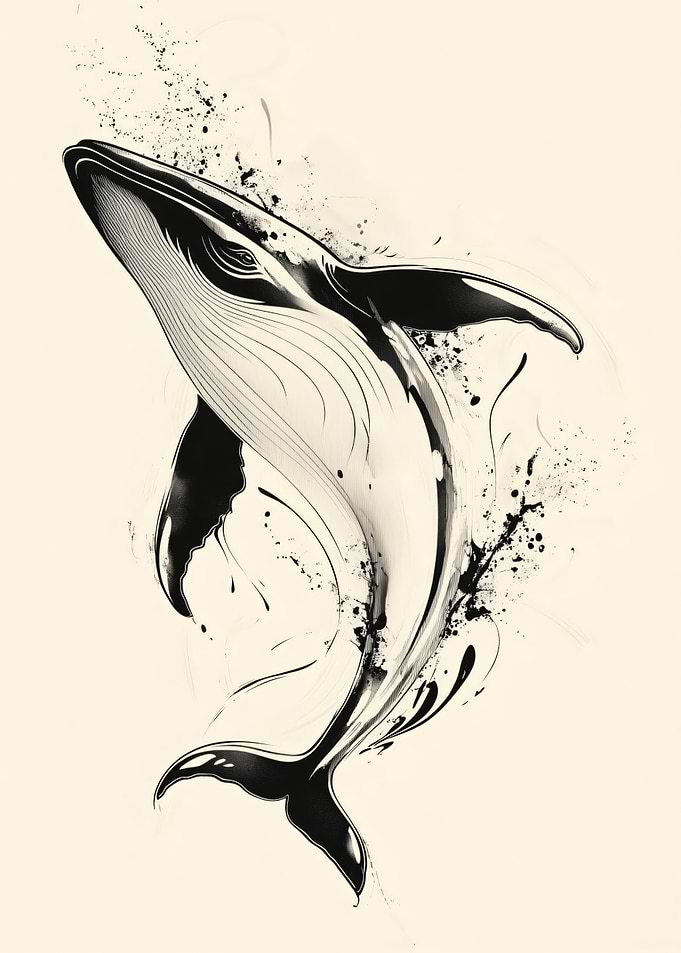 Artistic Ink Wash Humpback Whale