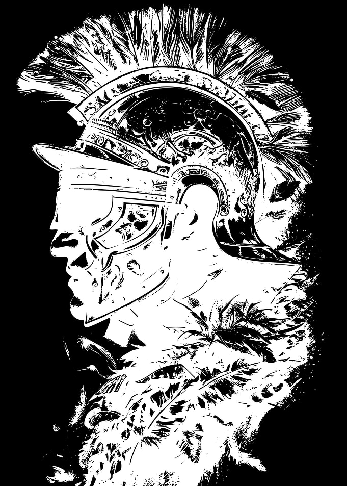 Roman Centurion Warrior Profile Illustration