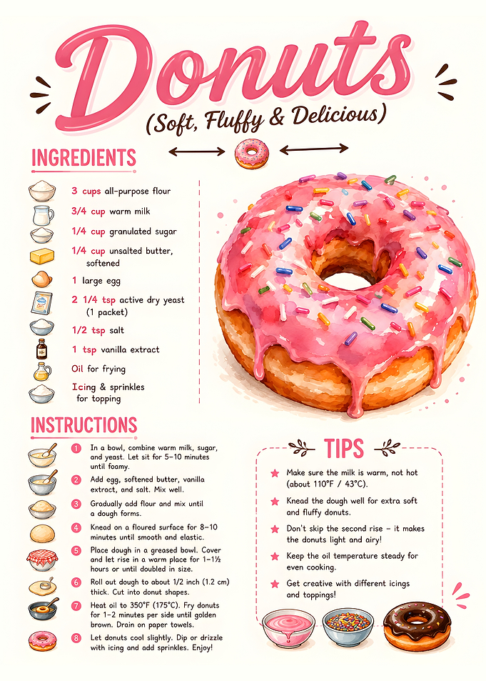 Donut Recipe Infographic Poster