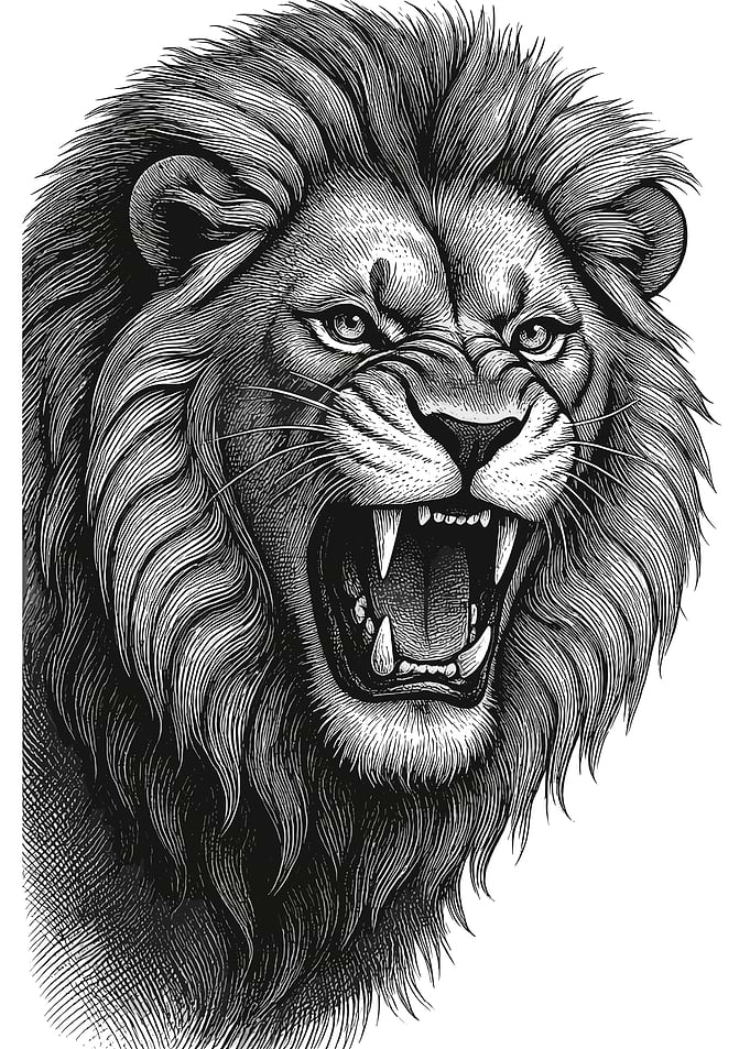 Ferocious Roaring Lion Illustration