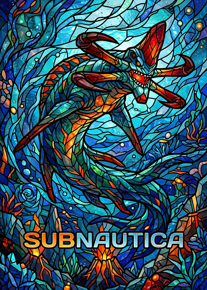 Subnautica Reaper Leviathan Stained Glass Art