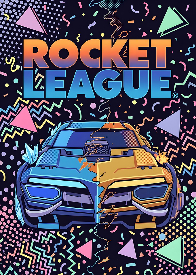 Rocket League Retro 90s Style Poster