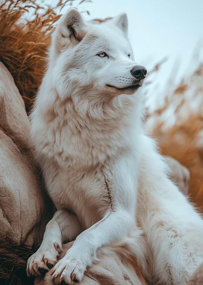 Majestic White Wolf in Nature