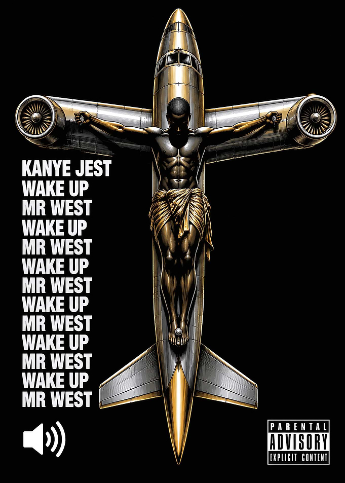 Kanye West Airplane Crucifix Art
