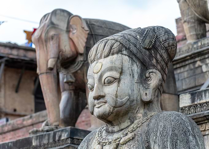 Stone Guardian Statue in Nepal