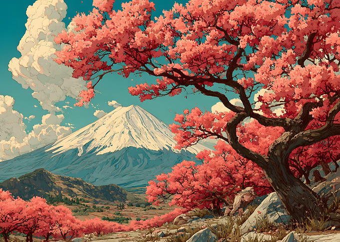 Mount Fuji and Cherry Blossoms