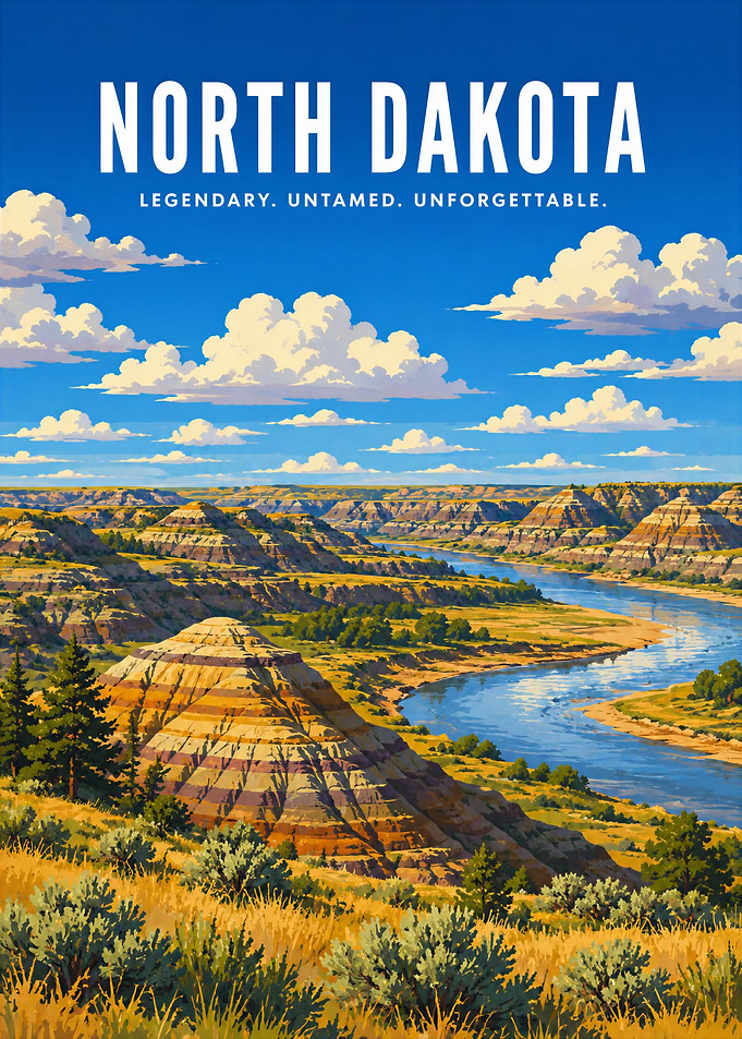 North Dakota Badlands Travel Poster