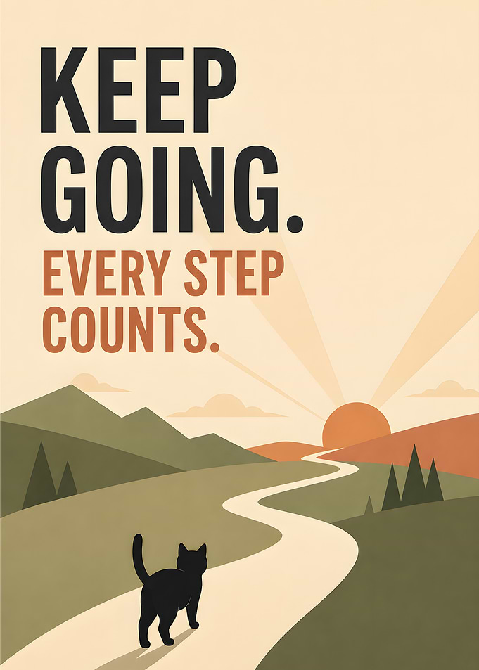 Keep Going Inspirational Cat Poster