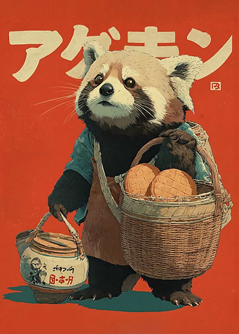Red Panda Merchant Vintage Poster