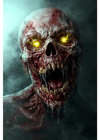 Terrifying Glowing-Eyed Zombie Portrait