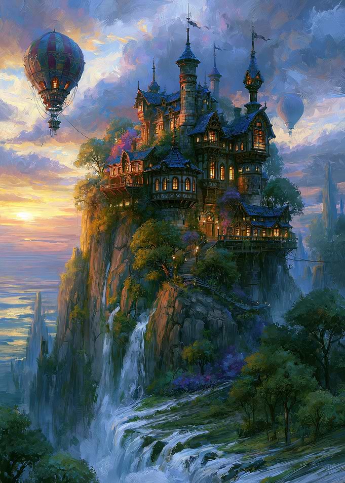 Fantasy Castle on a Cliffside