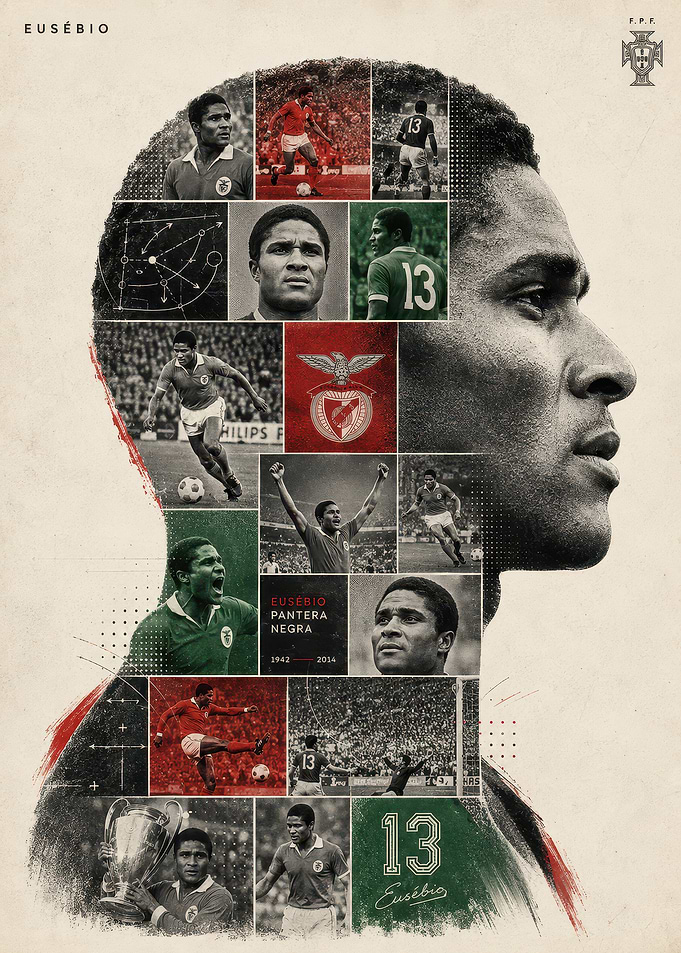 Eusébio Tribute Poster Collage