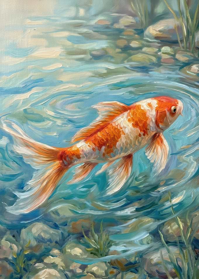 Koi Fish Swimming in Pond