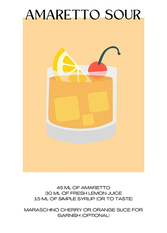 Amaretto Sour Cocktail Recipe Poster