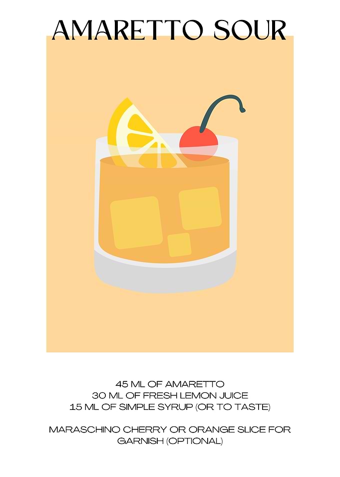 Amaretto Sour Cocktail Recipe Poster