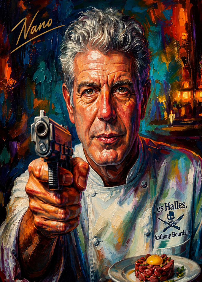 Anthony Bourdain Chef Portrait Painting