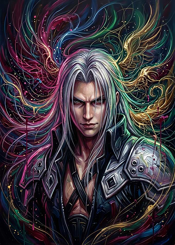 Sephiroth Abstract Colorful Portrait