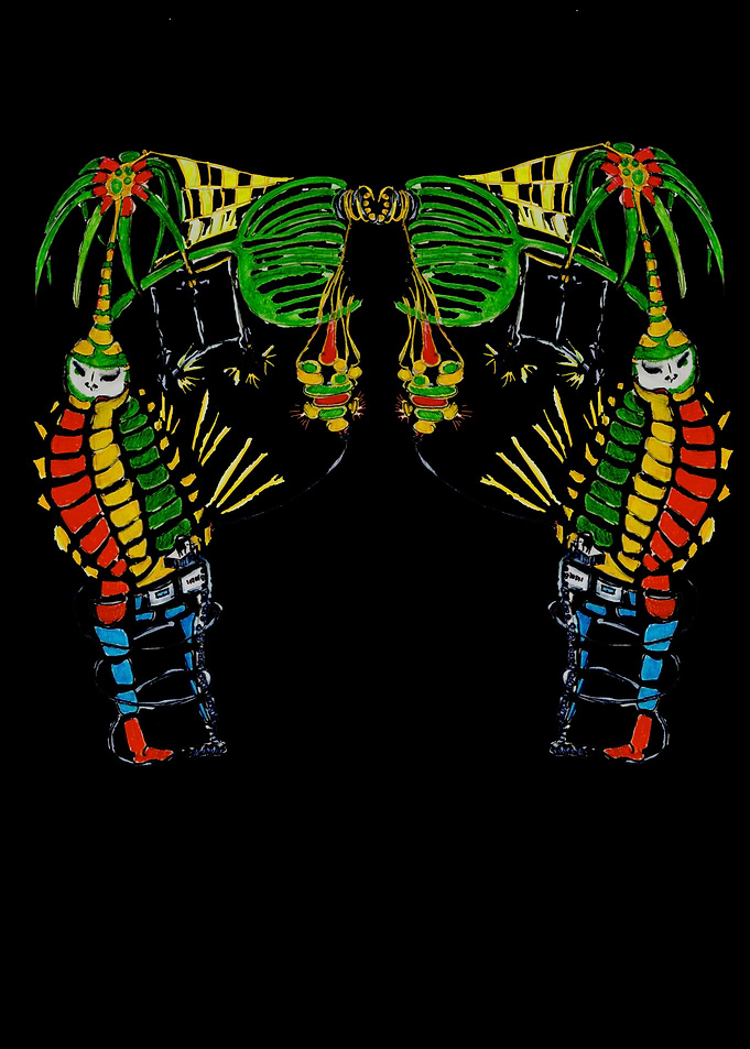 Symmetrical Abstract Skeleton Figures