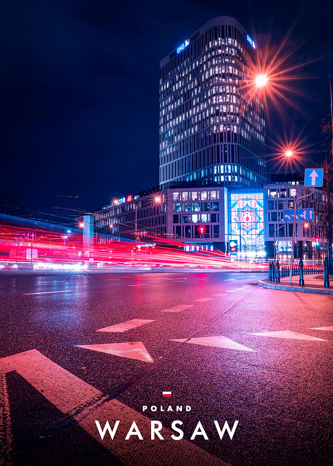 Warsaw Cityscape Night Long Exposure