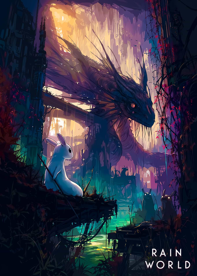 Rain World Slugcat and Dragon