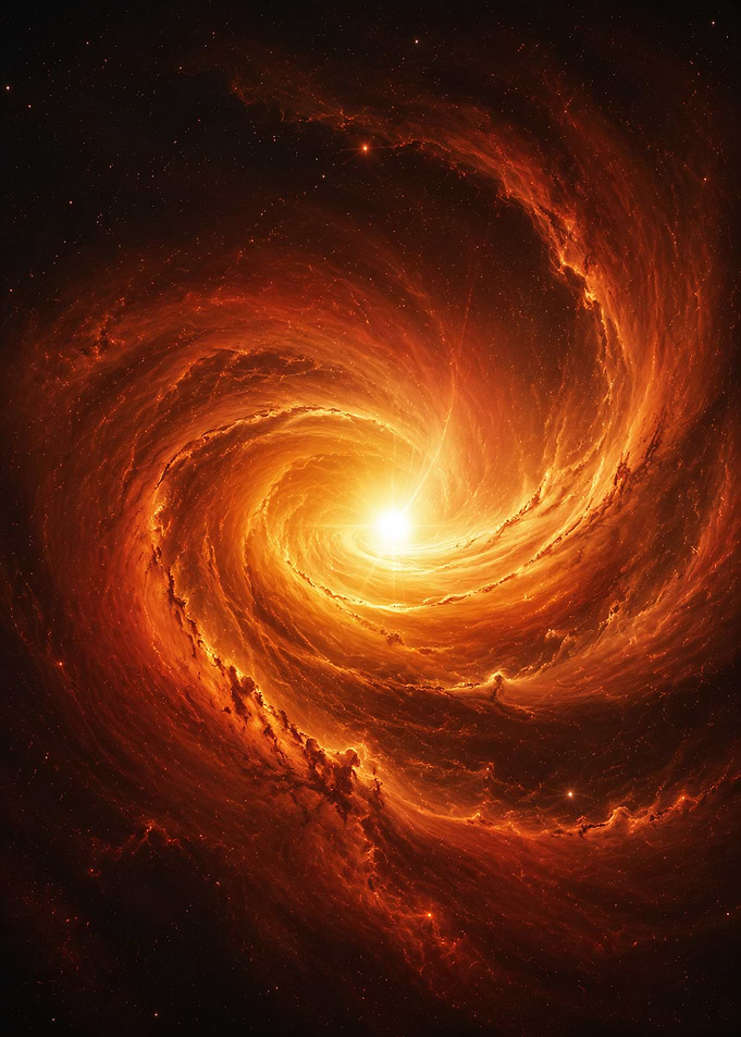 Fiery Spiral Galaxy in Deep Space