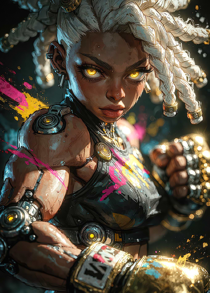 Cyberpunk Cyborg Boxer Portrait
