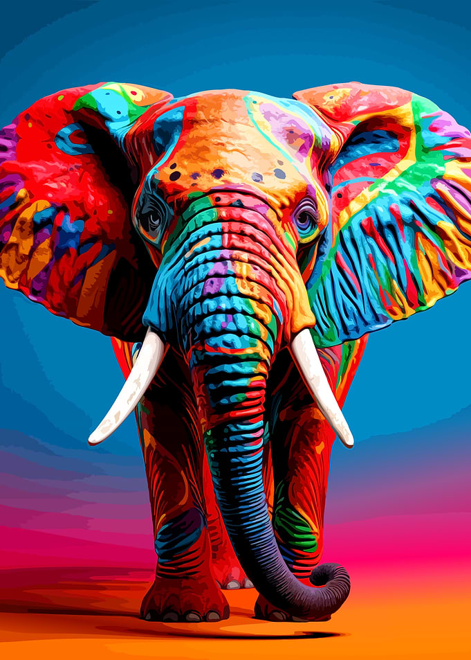 Colorful Pop Art Elephant Portrait