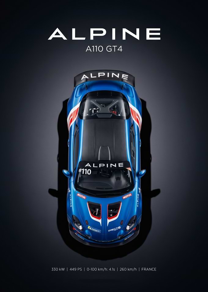 Alpine A110 GT4 Top View Poster