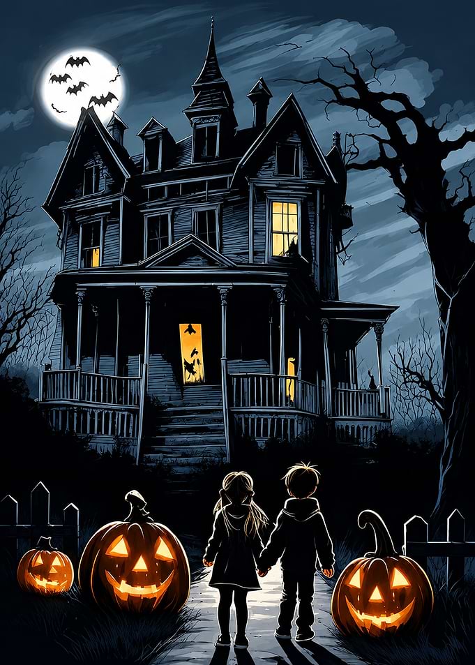 Children Visiting a Haunted House