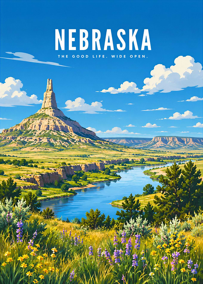 Nebraska Travel Poster Landscape