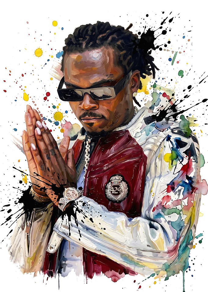 Gunna Portrait with Watercolor Splatter