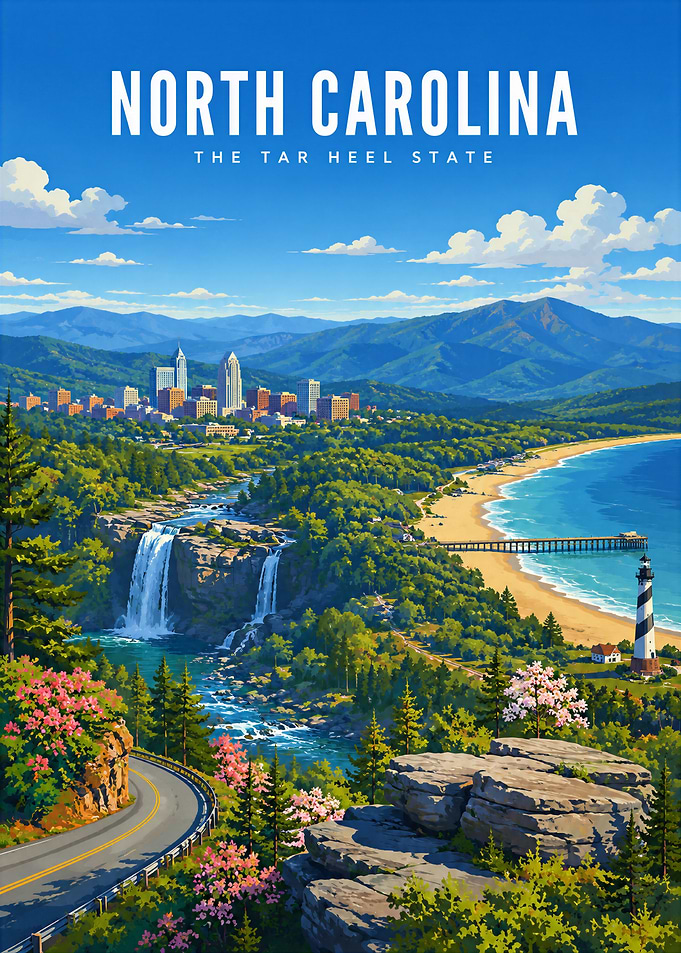 North Carolina Travel Poster Art