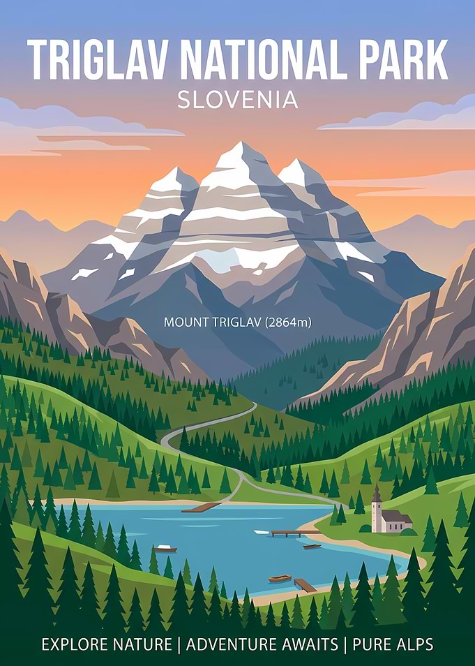 Triglav National Park Slovenia Travel Poster