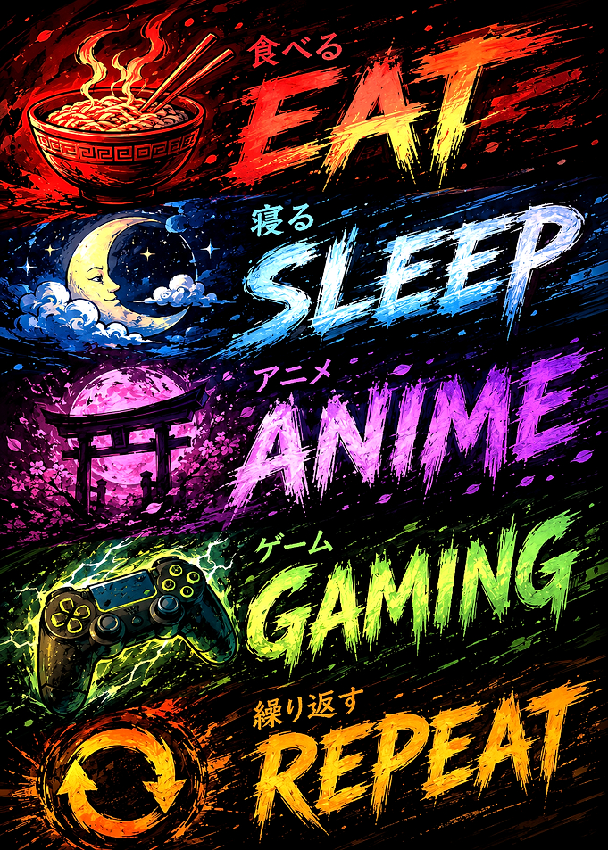 Eat Sleep Anime Gaming Repeat Poster