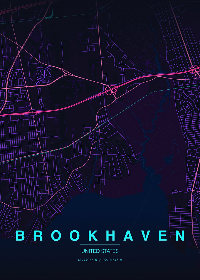 Brookhaven Neon Map Poster