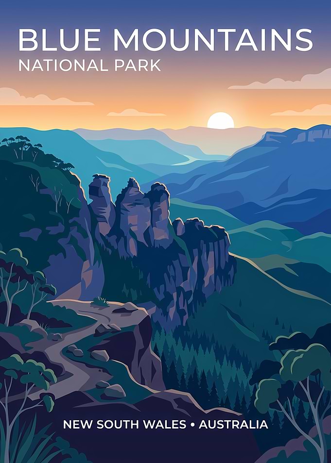 Blue Mountains National Park Travel Poster