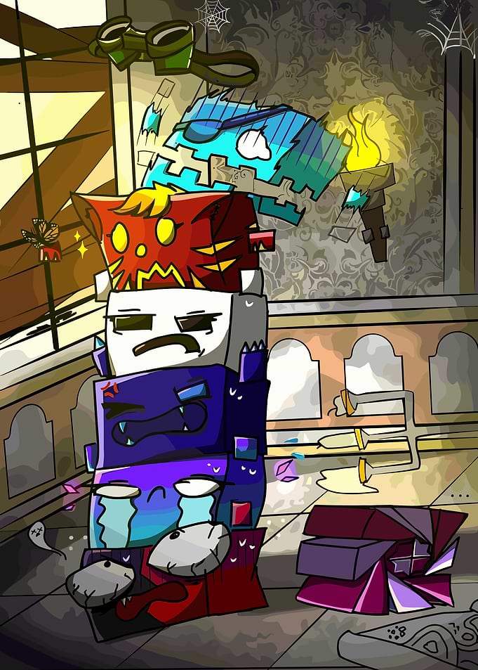 Geometry Dash Cube Tower Illustration